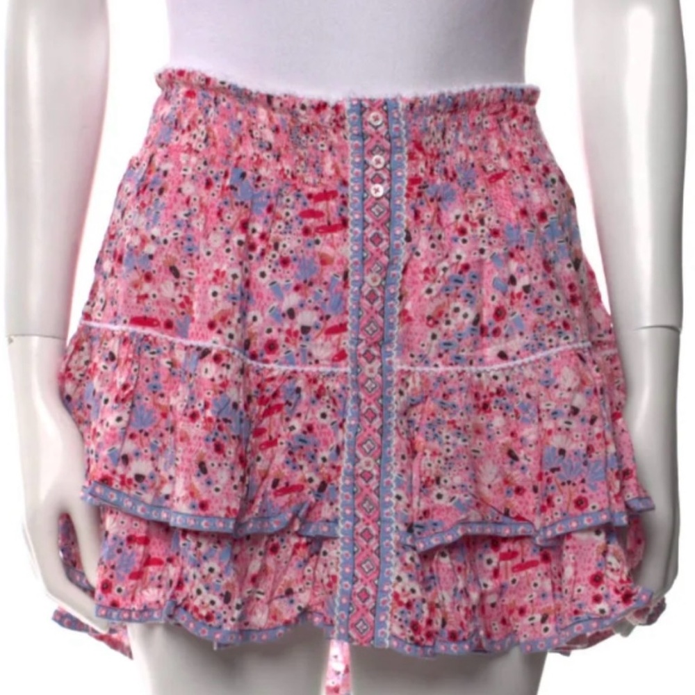 Poupette St. Barth Pink and Blue Smocked Skirt
